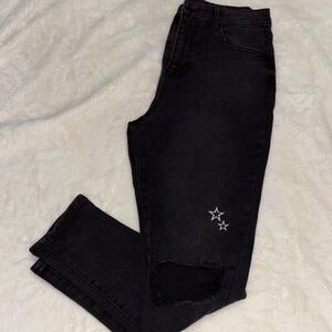 NOBO Black Skinny Jeans with Star Embroidery